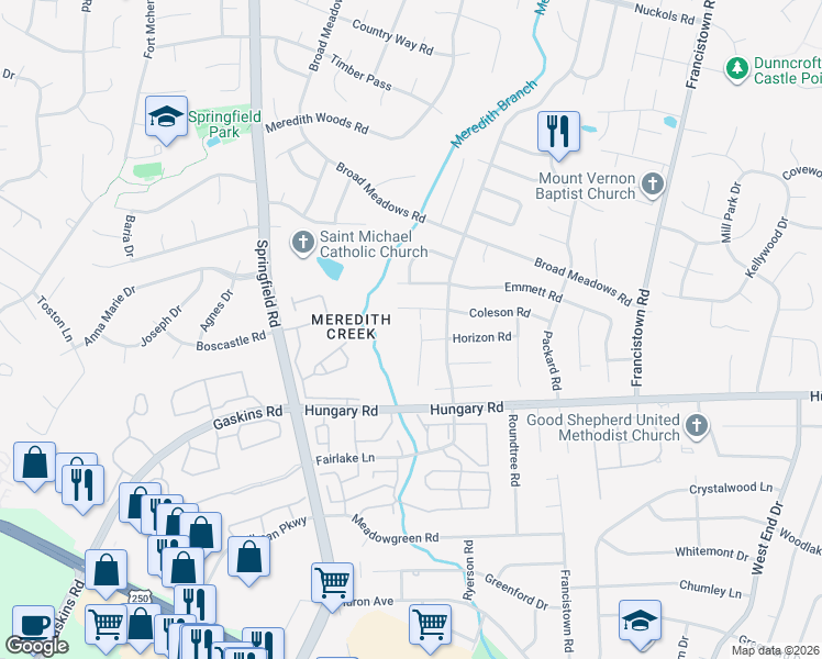 map of restaurants, bars, coffee shops, grocery stores, and more near 4544 Padgett Place in Glen Allen