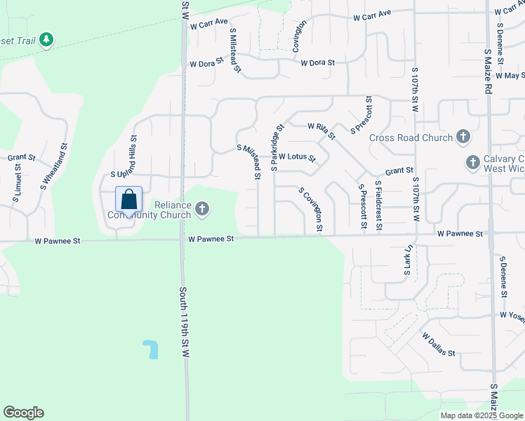 map of restaurants, bars, coffee shops, grocery stores, and more near 2310 South Milstead Street in Wichita