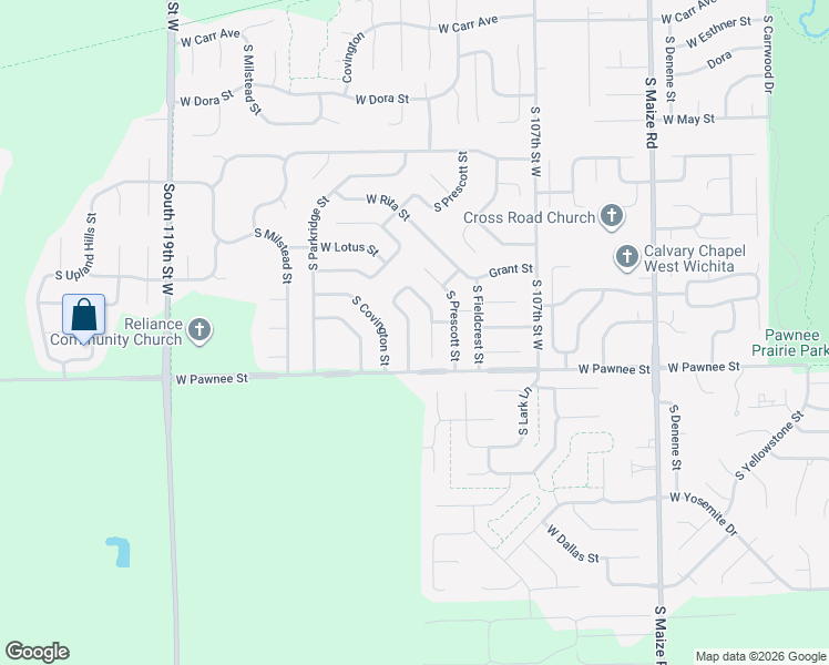 map of restaurants, bars, coffee shops, grocery stores, and more near 2314 South Shefford Street in Wichita