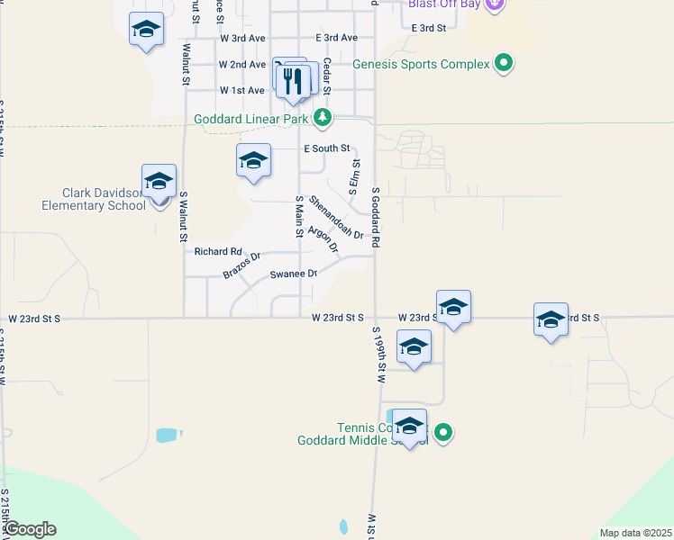 map of restaurants, bars, coffee shops, grocery stores, and more near 11 Swanee Drive in Goddard