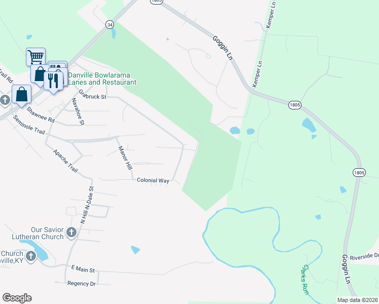 map of restaurants, bars, coffee shops, grocery stores, and more near 169 Colonial Way in Danville