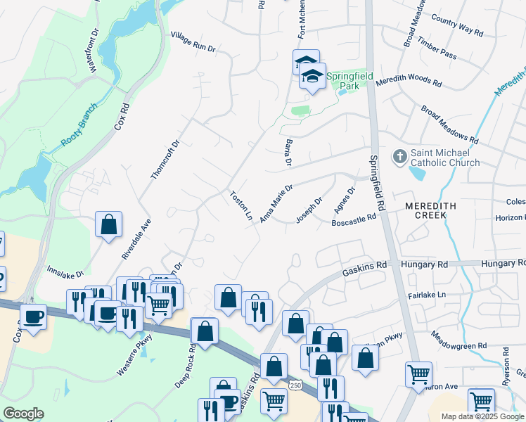 map of restaurants, bars, coffee shops, grocery stores, and more near 10708 Anna Marie Drive in Glen Allen