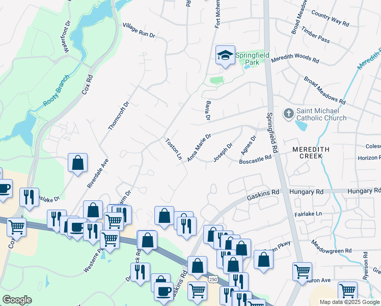 map of restaurants, bars, coffee shops, grocery stores, and more near 10708 Anna Marie Drive in Glen Allen
