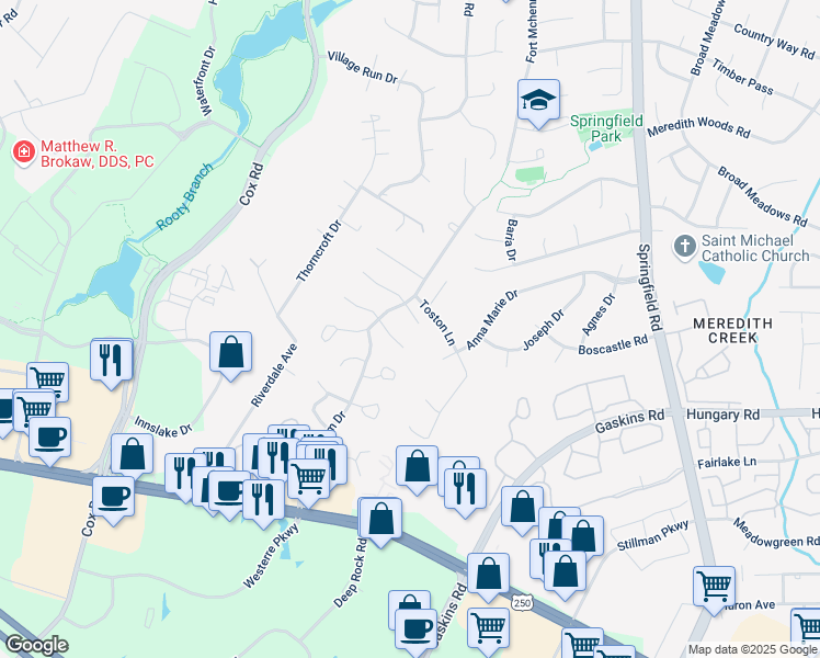 map of restaurants, bars, coffee shops, grocery stores, and more near 10809 Kittery Place in Glen Allen