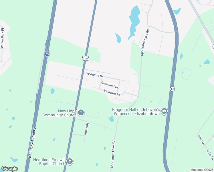 map of restaurants, bars, coffee shops, grocery stores, and more near 213 Greenleaf Drive in Elizabethtown