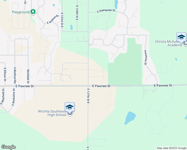 map of restaurants, bars, coffee shops, grocery stores, and more near 2274-2388 South 127th Street East in Wichita