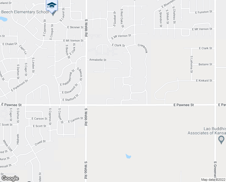 map of restaurants, bars, coffee shops, grocery stores, and more near 9904 East Kinkaid Circle in Wichita