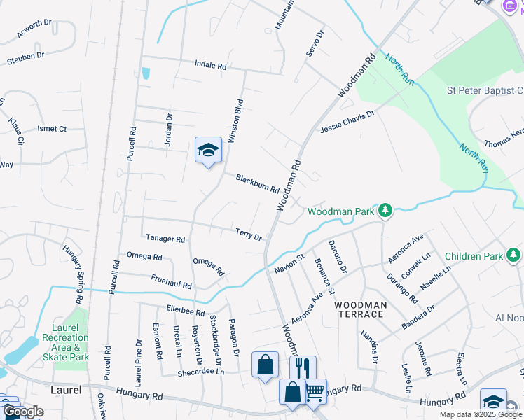 map of restaurants, bars, coffee shops, grocery stores, and more near 10111 Flanders Road in Richmond