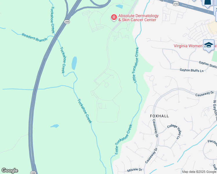 map of restaurants, bars, coffee shops, grocery stores, and more near 1000 Avery Point Way in Henrico