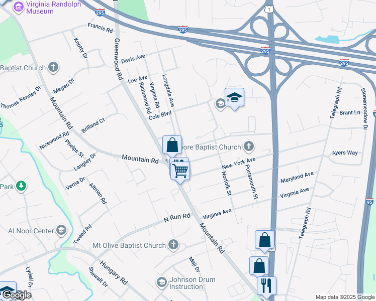 map of restaurants, bars, coffee shops, grocery stores, and more near 1423 Connecticut Avenue in Glen Allen