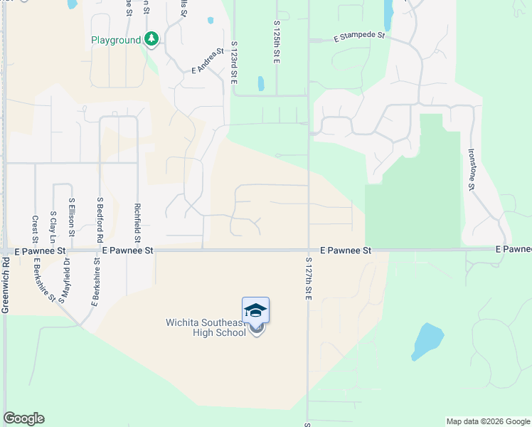 map of restaurants, bars, coffee shops, grocery stores, and more near 12410 East Willowgreen Street in Wichita