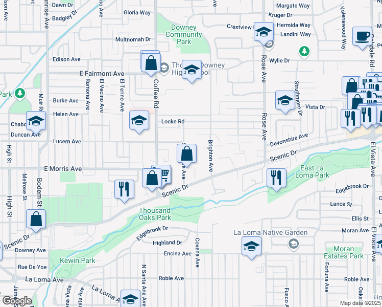 map of restaurants, bars, coffee shops, grocery stores, and more near 534 Sunnyside Avenue in Modesto