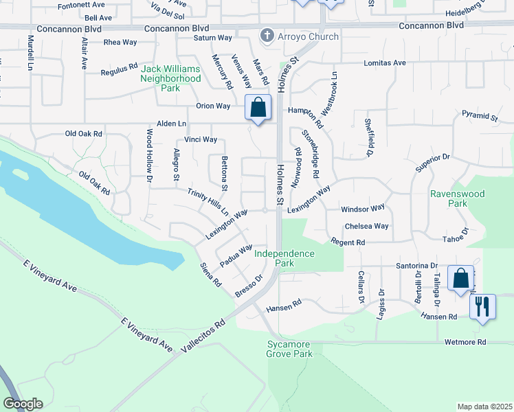 map of restaurants, bars, coffee shops, grocery stores, and more near 1164 Lexington Way in Livermore