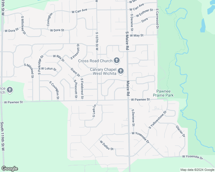 map of restaurants, bars, coffee shops, grocery stores, and more near 2319 South Stoney Point Street in Wichita