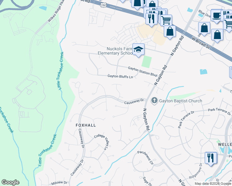 map of restaurants, bars, coffee shops, grocery stores, and more near 3725 Sovereign Lane in Richmond