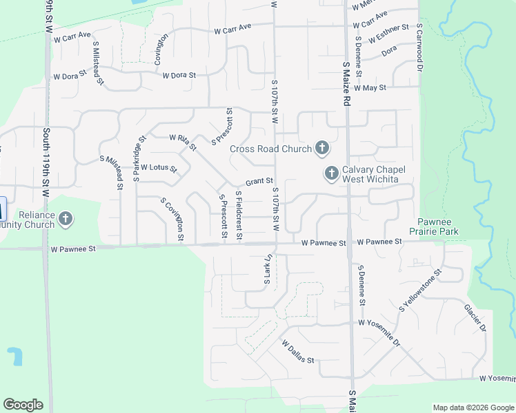 map of restaurants, bars, coffee shops, grocery stores, and more near 10805 West Stafford Street in Wichita