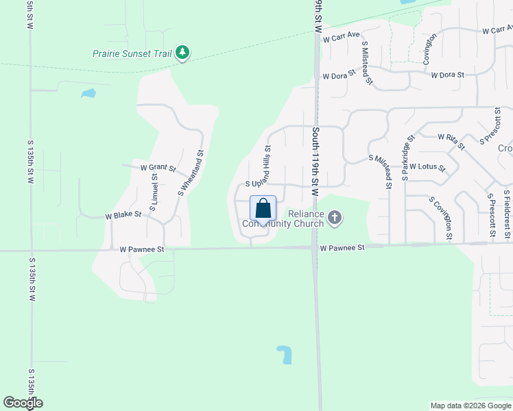 map of restaurants, bars, coffee shops, grocery stores, and more near 2303-2335 Upland Hills Court in Wichita