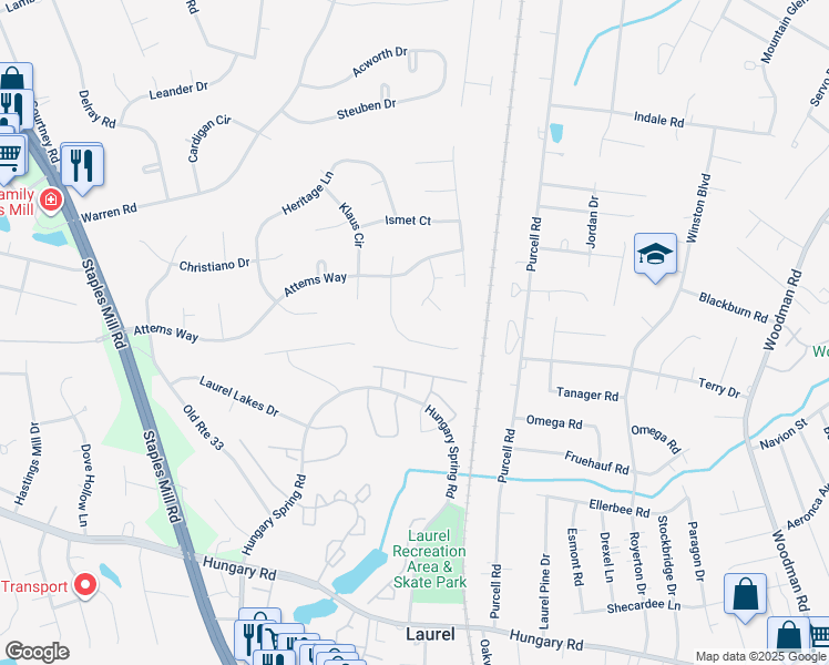 map of restaurants, bars, coffee shops, grocery stores, and more near 9837 Brookemoor Place in Glen Allen