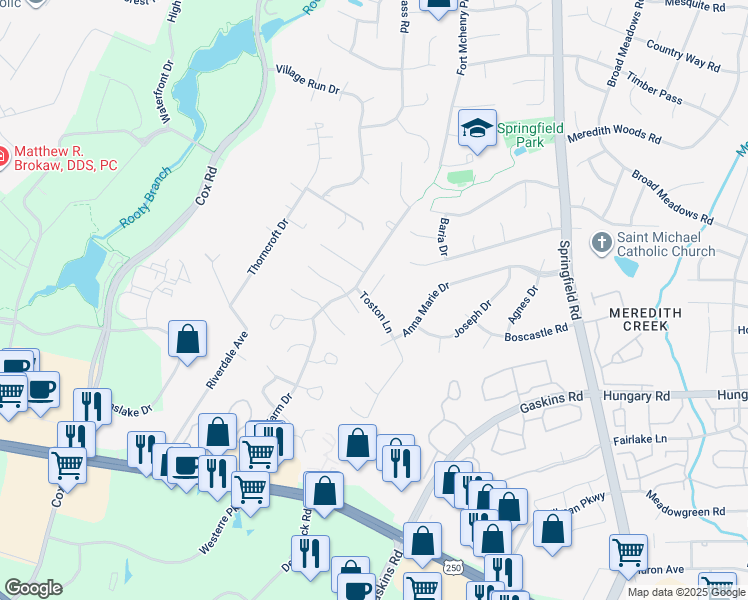 map of restaurants, bars, coffee shops, grocery stores, and more near 4401 Killiam Court in Glen Allen