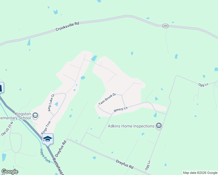 map of restaurants, bars, coffee shops, grocery stores, and more near 1325 Twin Brook Drive in Berea