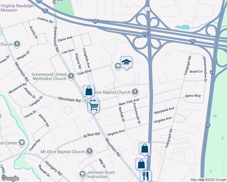 map of restaurants, bars, coffee shops, grocery stores, and more near 1401 Connecticut Avenue in Glen Allen