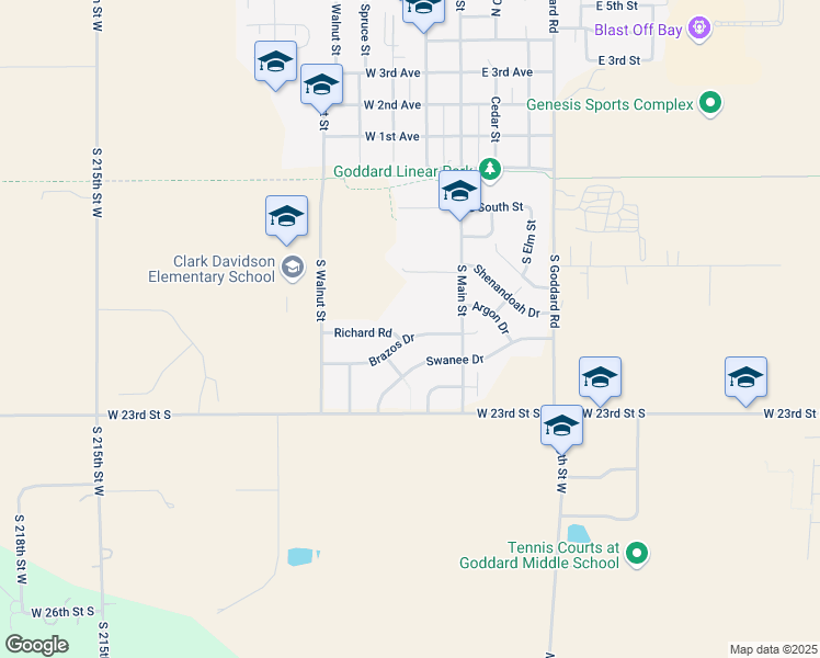 map of restaurants, bars, coffee shops, grocery stores, and more near 204 Swanee Dr in Goddard