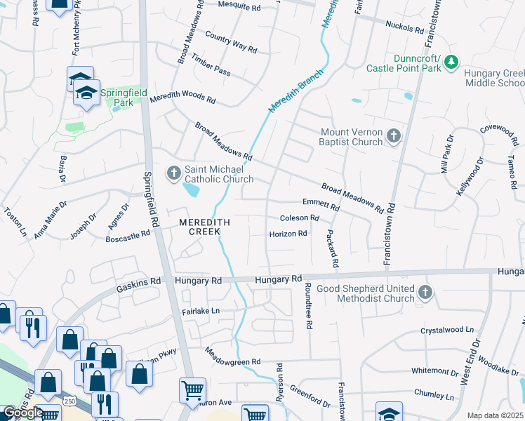 map of restaurants, bars, coffee shops, grocery stores, and more near 9400 Coleson Road in Glen Allen