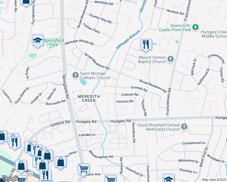 map of restaurants, bars, coffee shops, grocery stores, and more near 9400 Coleson Road in Glen Allen