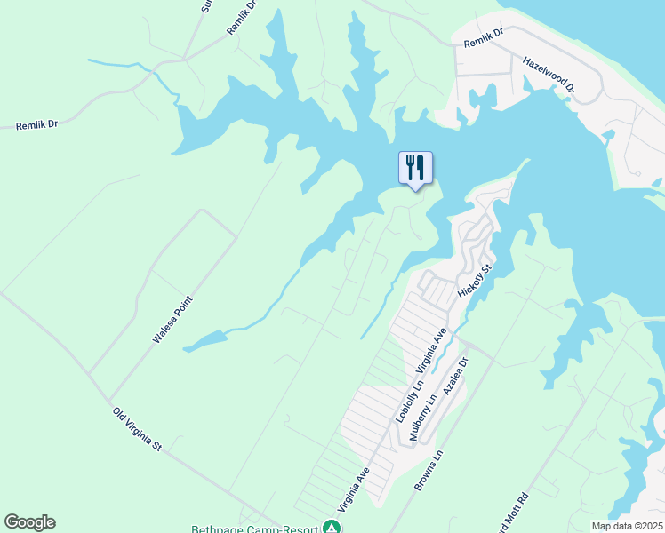 map of restaurants, bars, coffee shops, grocery stores, and more near 651 Burrells Marina Road in Urbanna