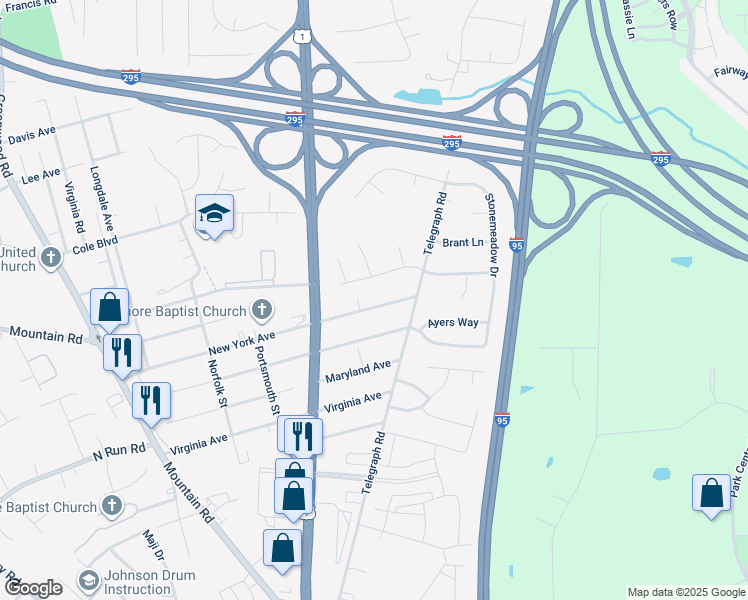 map of restaurants, bars, coffee shops, grocery stores, and more near 1016 New York Avenue in Glen Allen