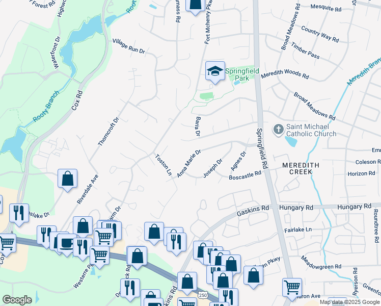 map of restaurants, bars, coffee shops, grocery stores, and more near 10684 Anna Marie Drive in Glen Allen