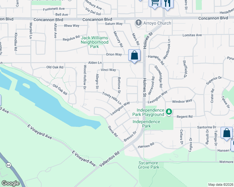 map of restaurants, bars, coffee shops, grocery stores, and more near 2597 Ancona Circle in Livermore