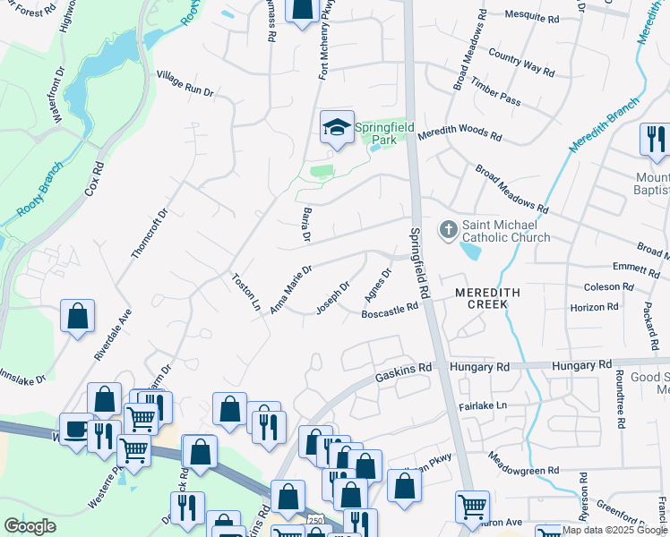 map of restaurants, bars, coffee shops, grocery stores, and more near 10657 Anna Marie Drive in Glen Allen