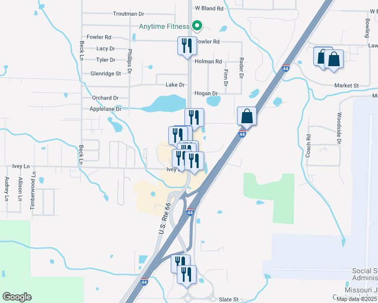 map of restaurants, bars, coffee shops, grocery stores, and more near 1830 West Elm Street in Lebanon