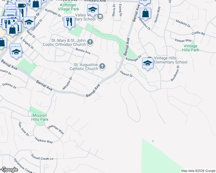 map of restaurants, bars, coffee shops, grocery stores, and more near 953 Pamela Place in Pleasanton