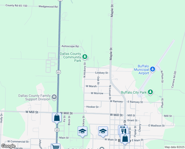 map of restaurants, bars, coffee shops, grocery stores, and more near Lindsey Street in Buffalo