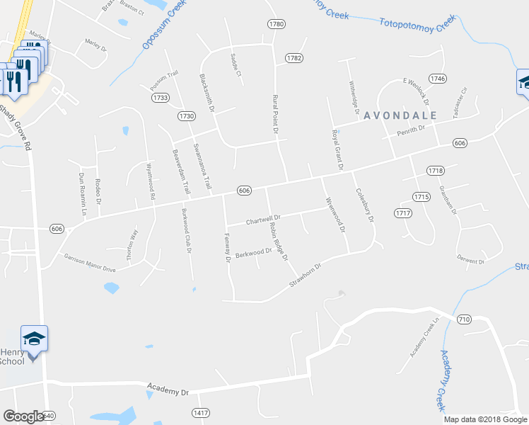map of restaurants, bars, coffee shops, grocery stores, and more near 7994 Chartwell Drive in Mechanicsville
