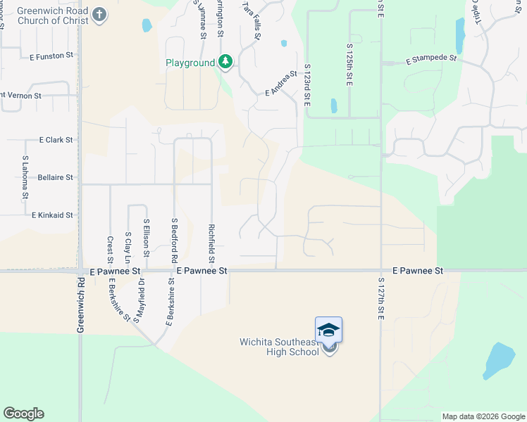 map of restaurants, bars, coffee shops, grocery stores, and more near 2216 Tara Falls Street in Wichita