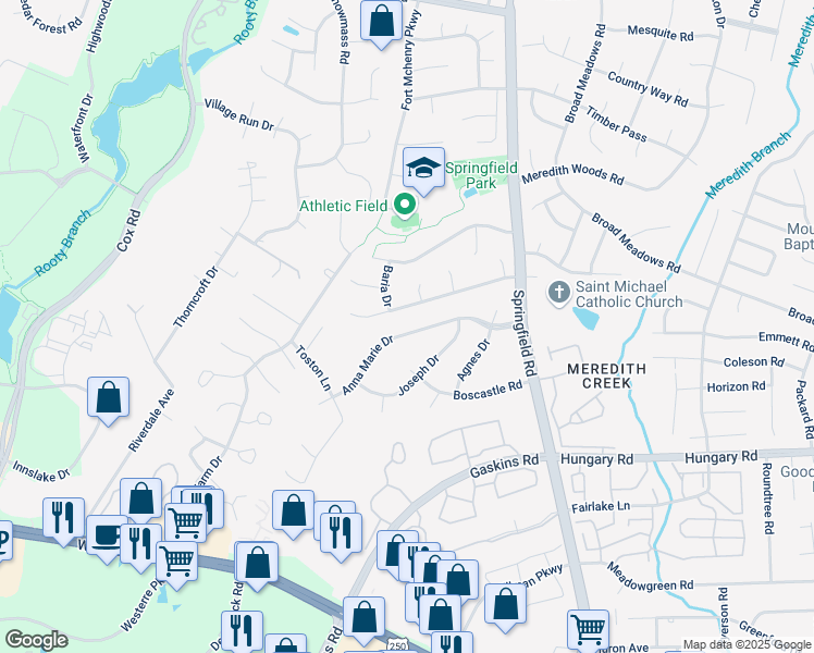 map of restaurants, bars, coffee shops, grocery stores, and more near 10660 Anna Marie Drive in Glen Allen