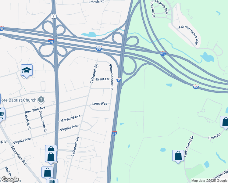 map of restaurants, bars, coffee shops, grocery stores, and more near 800 Stonemeadow Drive in Glen Allen
