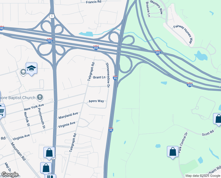 map of restaurants, bars, coffee shops, grocery stores, and more near 800 Stonemeadow Drive in Glen Allen