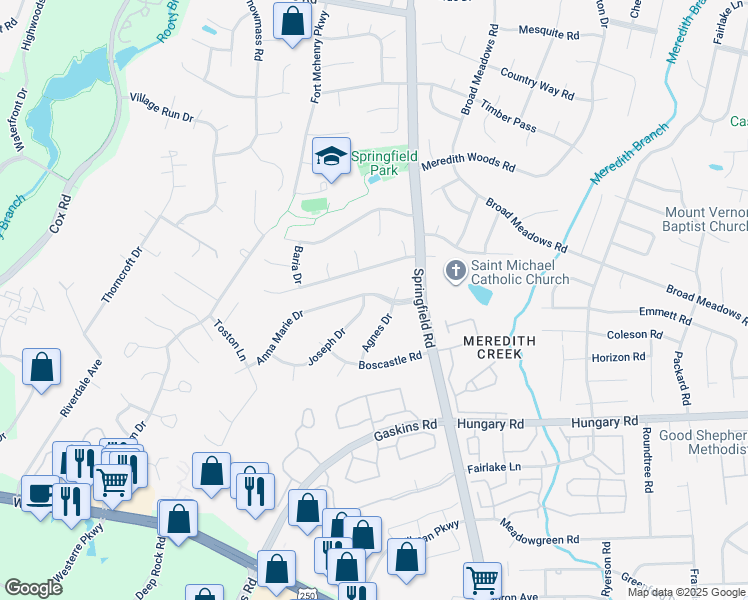 map of restaurants, bars, coffee shops, grocery stores, and more near 10625 Anna Marie Drive in Glen Allen