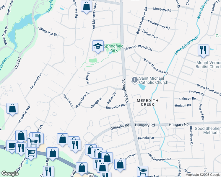 map of restaurants, bars, coffee shops, grocery stores, and more near 10625 Anna Marie Drive in Glen Allen