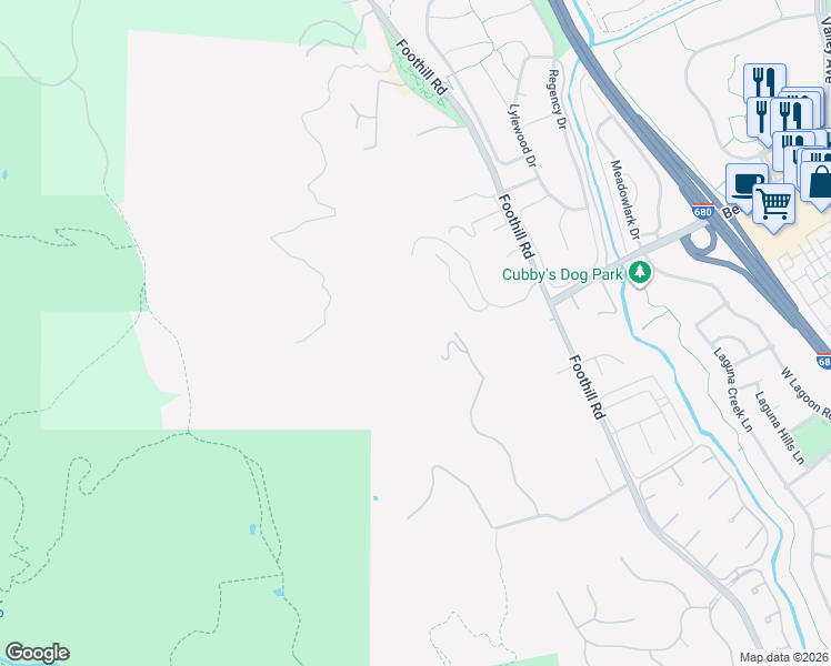 map of restaurants, bars, coffee shops, grocery stores, and more near 20 Twelve Oaks Drive in Pleasanton