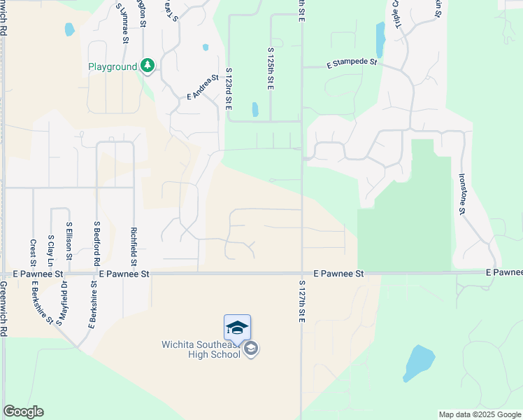 map of restaurants, bars, coffee shops, grocery stores, and more near 12513 East Casa Bella Street in Wichita