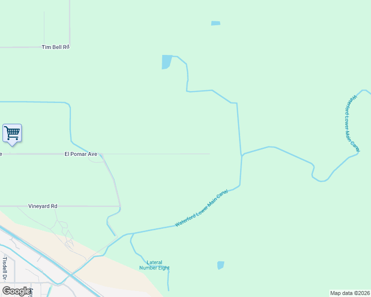 map of restaurants, bars, coffee shops, grocery stores, and more near 14099 El Pomar Avenue in Waterford
