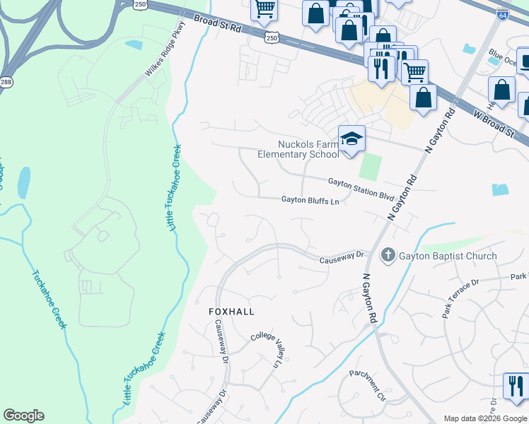 map of restaurants, bars, coffee shops, grocery stores, and more near 13625 Horselydown Lane in Richmond