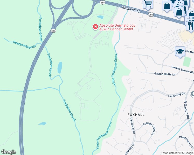 map of restaurants, bars, coffee shops, grocery stores, and more near 3200 Causeway Drive in Richmond