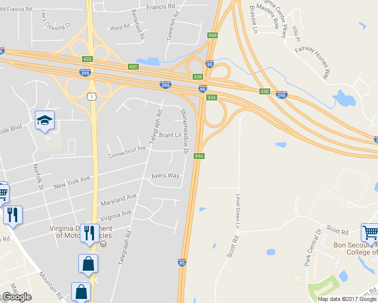 map of restaurants, bars, coffee shops, grocery stores, and more near 804 Stonemeadow Drive in Glen Allen