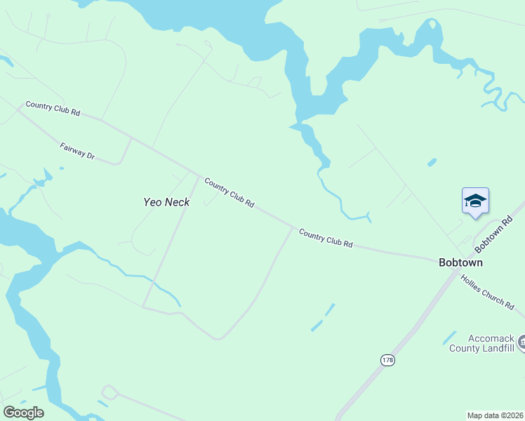 map of restaurants, bars, coffee shops, grocery stores, and more near 16028-16104 Country Club Road in Melfa